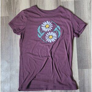 maroon purple floral graphic classic crew aeropostal t shirt Size Medium